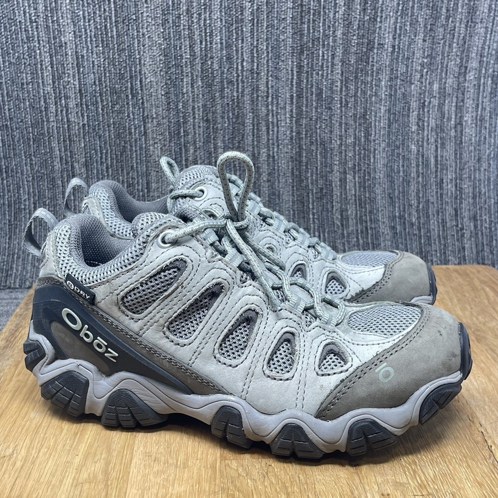 Oboz Sawtooth II Hiking Sneakers Low Women Size 7M Gray Leather Trail Shoes WP